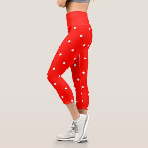 Candy Apple Red and white dots Capri Leggings