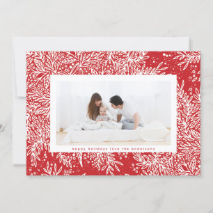 Candy Apple Red Ice White Snowflake Photo Frame Holiday Card