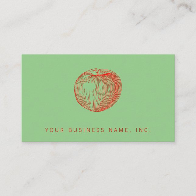 Candy Apple Red Letterpress Apple Business Card (Front)