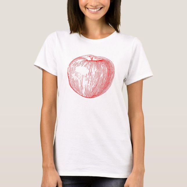 Candy Apple Red Letterpress Apple T-Shirt (Front)
