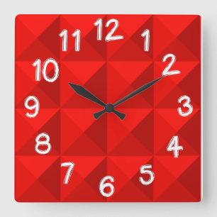 Candy Apple Red Pyramids Square Wall Clock