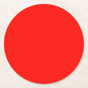 Candy Apple Red Solid Colour Round Paper Coaster
