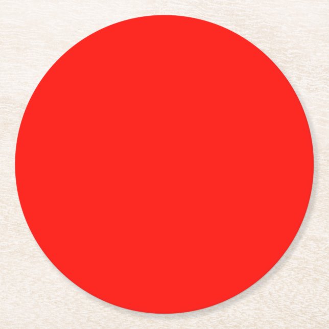 Candy Apple Red Solid Colour Round Paper Coaster (Front)