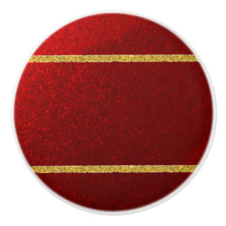 Candy Apples Red Gold  Ceramic Knob