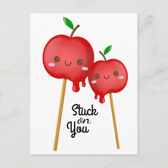 Candy Apples Stuck on You Postcard (Front)