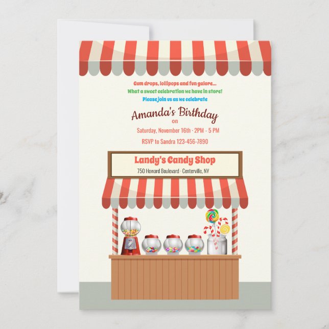 Candy Bar Birthday Party Invitation (Front)