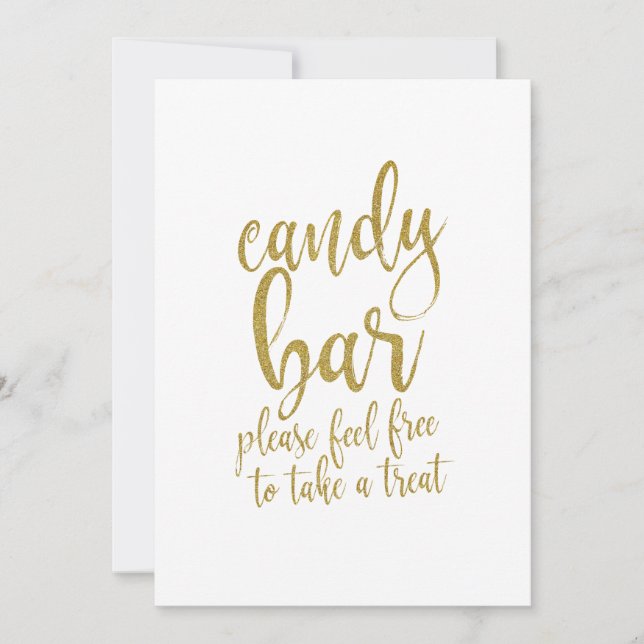 Candy Bar Gold Glitter Affordable Wedding Sign Invitation (Front)