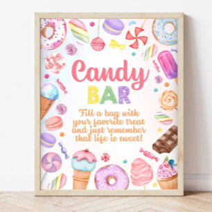Candy Bar Sign Candy Land Birthday, Pink Sweet Can