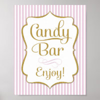 Candy Bar Sign Pink Gold Buffet