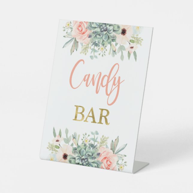 Candy Bar Succulents Pedestal Sign (Front)