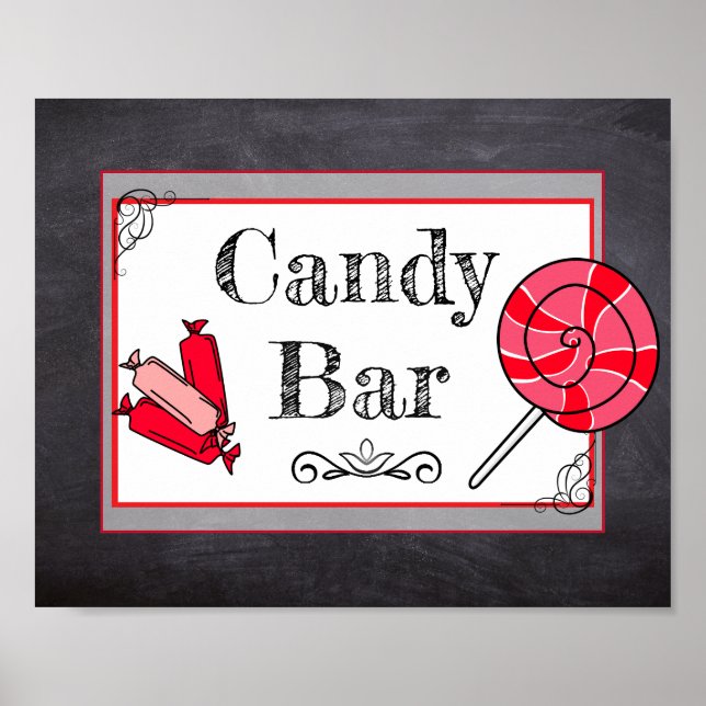 Candy Bar Wedding or Baby Shower Sign Poster (Front)