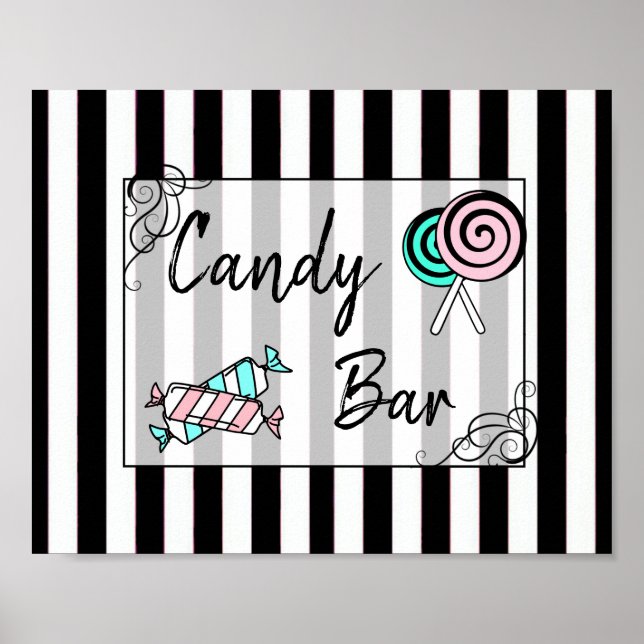 Candy Bar Wedding or Baby Shower  Sign Poster (Front)