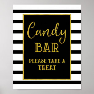 Candy Bar Wedding or Shower Sign Gold Black Stripe