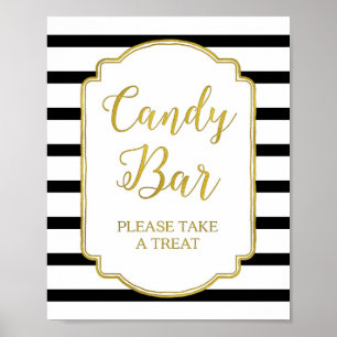 Candy Bar Wedding Shower Sign Gold Black Stripes