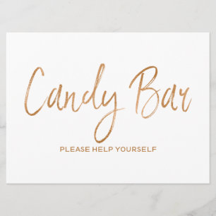 Candy Bar Wedding Sign   Stylish Gold Rose Invitation