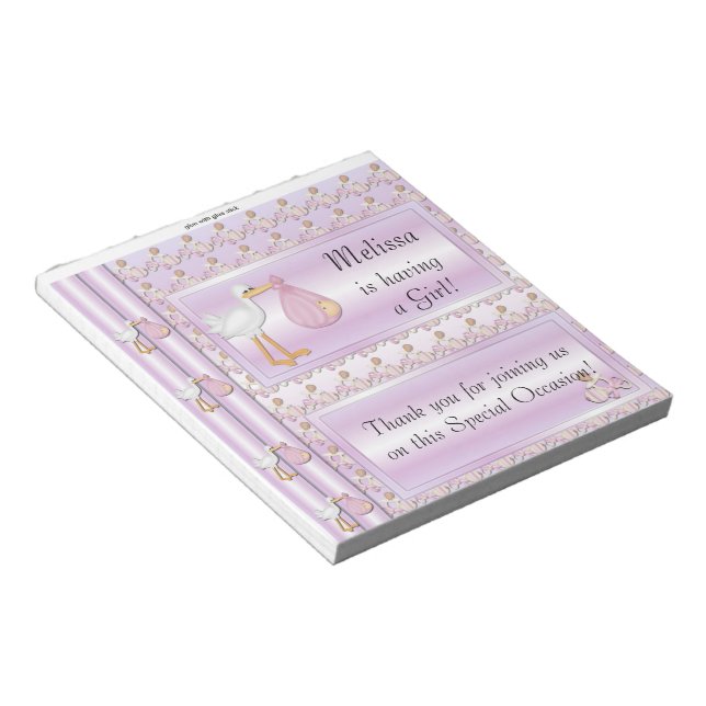 Candy Bar Wrapper Baby Shower Girl Party Favor Notepad (Angled)