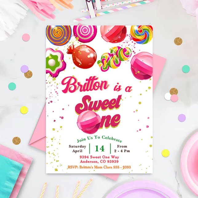 Candy Birthday Invitation Sweet One Party (Creator Uploaded)
