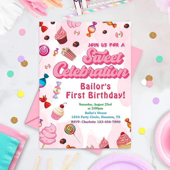 Candy Birthday Invitation The First Party (Creator Uploaded)