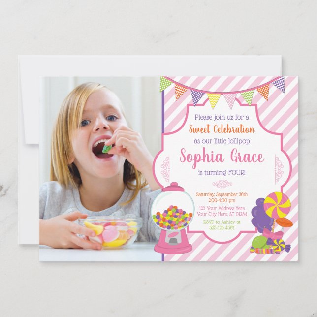 Candy Birthday Invitations | Sweet Shoppe Party (Front)