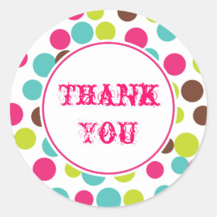 Candy Birthday Party Circus Thank You Stickers