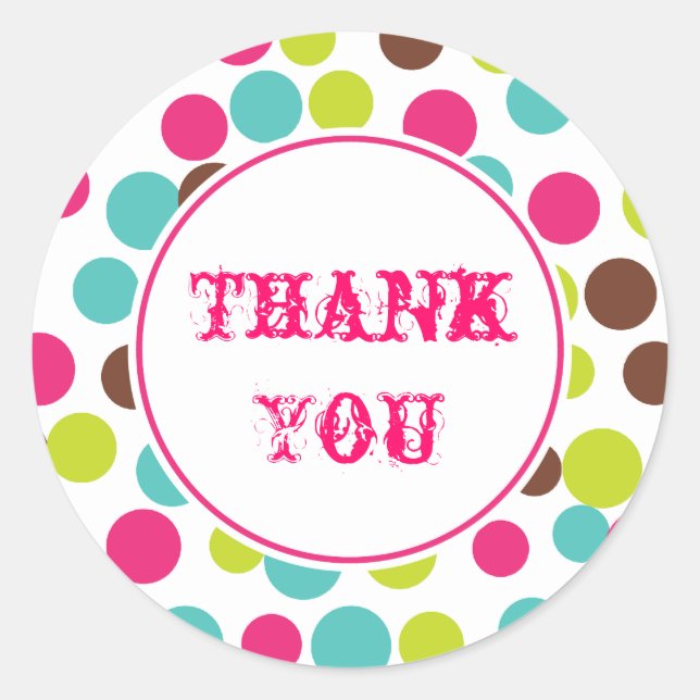 Candy Birthday Party Circus Thank You Stickers (Front)