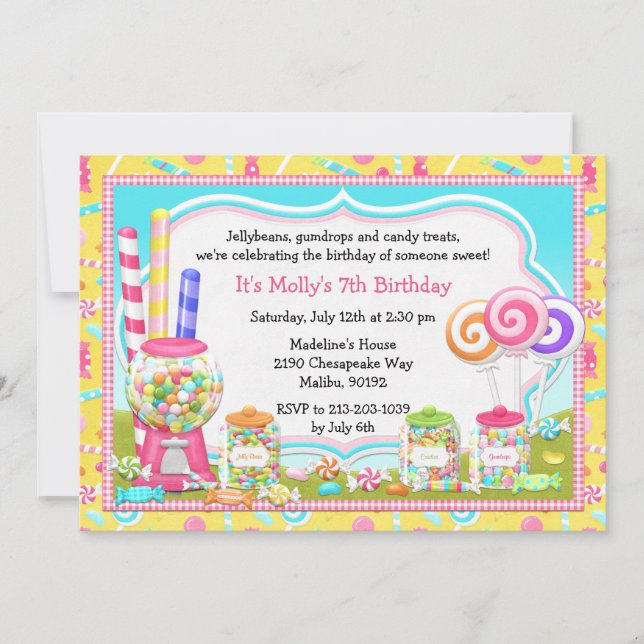 Candy Birthday Party Invitation (Front)