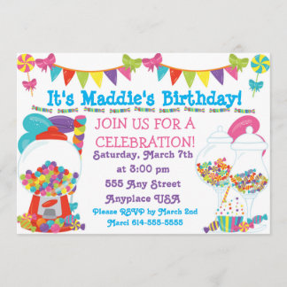 Candy birthday party invitation