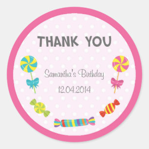 Candy Birthday Sticker Pink Polkadot