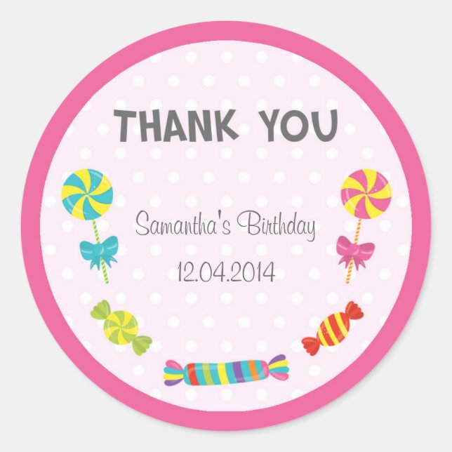 Candy Birthday Sticker Pink Polkadot (Front)