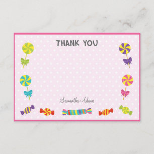 Candy Birthday Thank You Card (Pink)