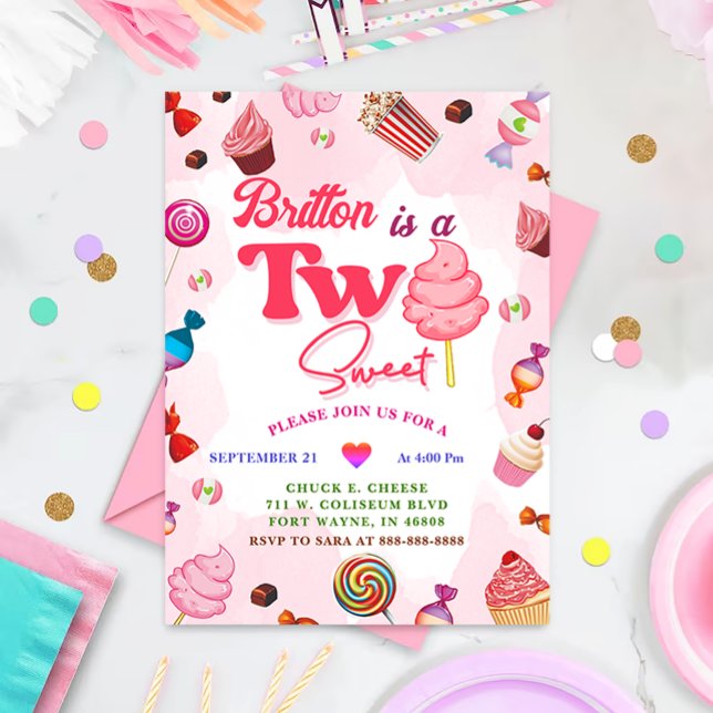 Candy Birthday Two Sweet Party Invitation (Creator Uploaded)