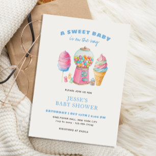 Candy Blue A Sweet Baby Shower is on the way Invitation