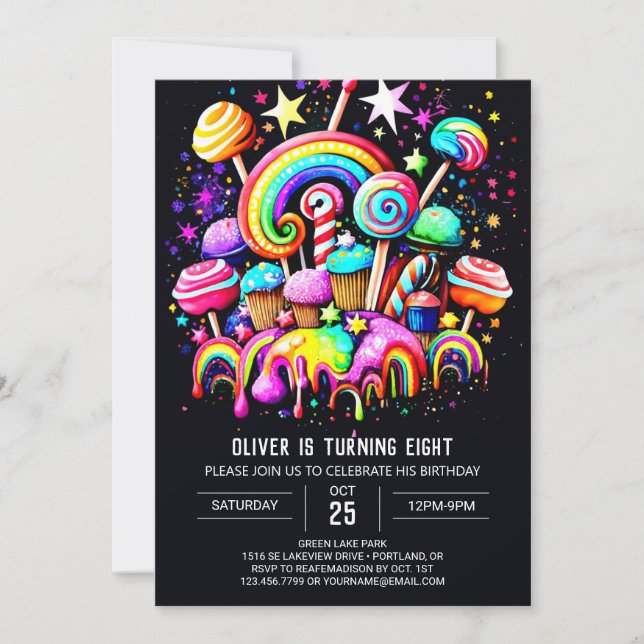 Candy Bohemian Custom Birthday Invitation (Front)