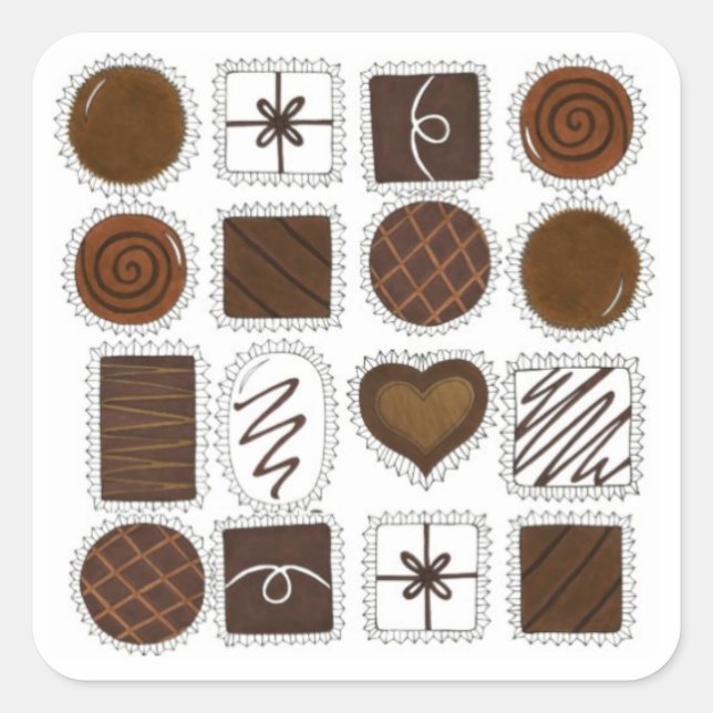 Candy Box Chocolates Chocoholic Valentine Candies Square Sticker (Front)