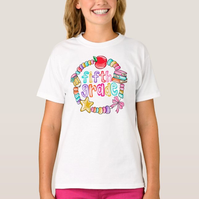 Candy Bracelet Colourful Fifth Grade T-Shirt (Front)
