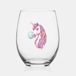 Candy Bubble Unicorn (1) Stemless Wine Glass