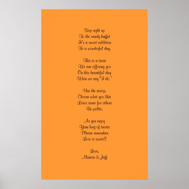 Candy buffet poem poster (Front)