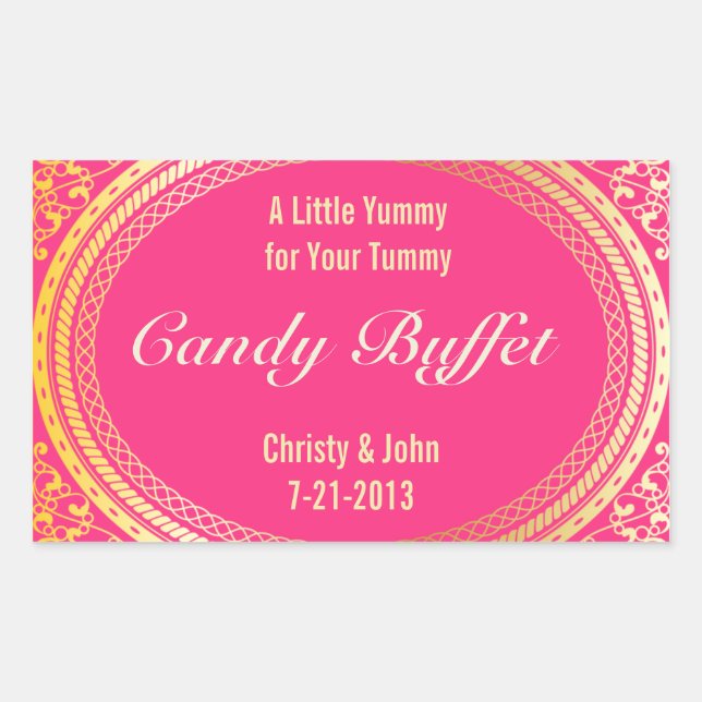Candy Buffet Stickers in Gold and Pink (Front)