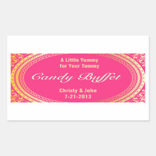 Candy Buffet Stickers in Gold and Pink