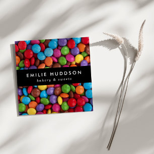 Candy Buttons, Sweets, Cake Shop, Pastry Shop Square Business Card