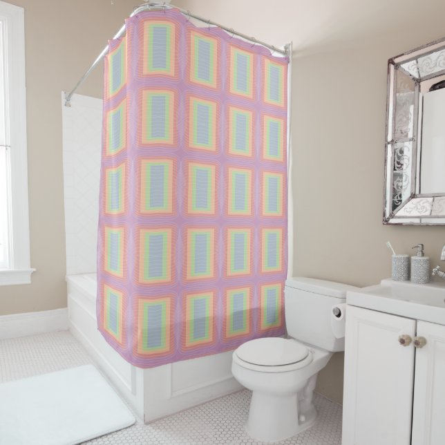 Candy Cake Pastel Colour Block  Shower Curtain (In Situ)