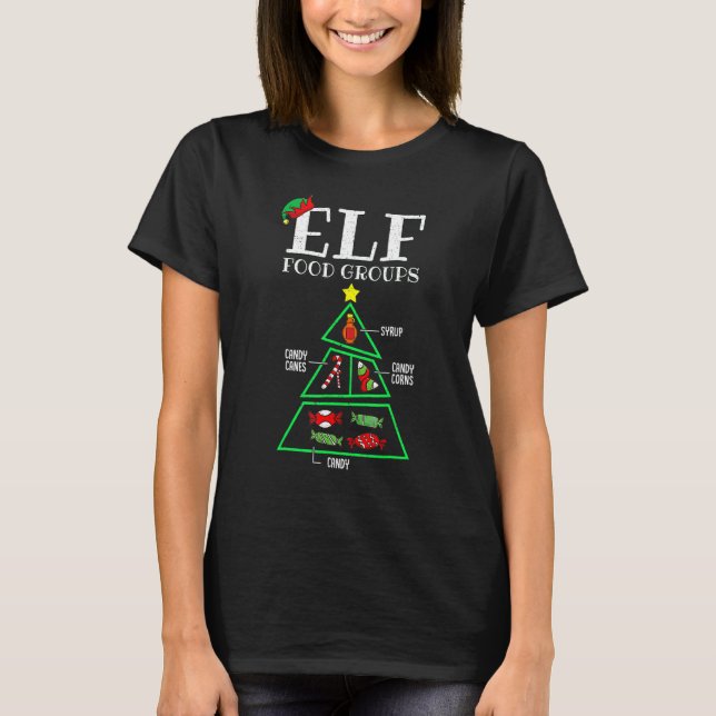 CANDY CANDY CANES CANDY CORNS SYRUP ELF Food Group T-Shirt (Front)