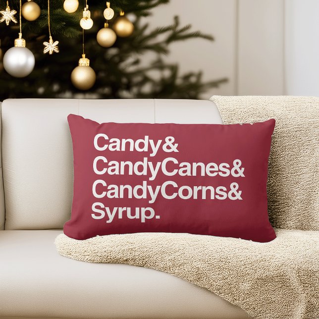 Candy & Candy Canes & Candy Corns & Syrup | Red Lumbar Cushion (Creator Uploaded)