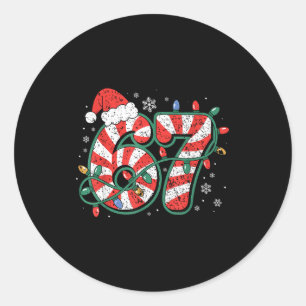 Candy Cane 67 Funny Christmas 67 Six Seven Candy C Classic Round Sticker
