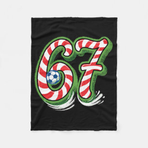 Candy Cane 67 Soccer Ll Christmas Funny Sports Fleece Blanket