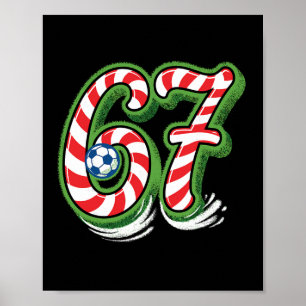 Candy Cane 67 Soccer Ll Christmas Funny Sports Poster