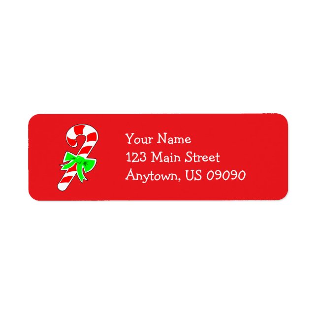 Candy Cane Address Labels (Red) (Front)
