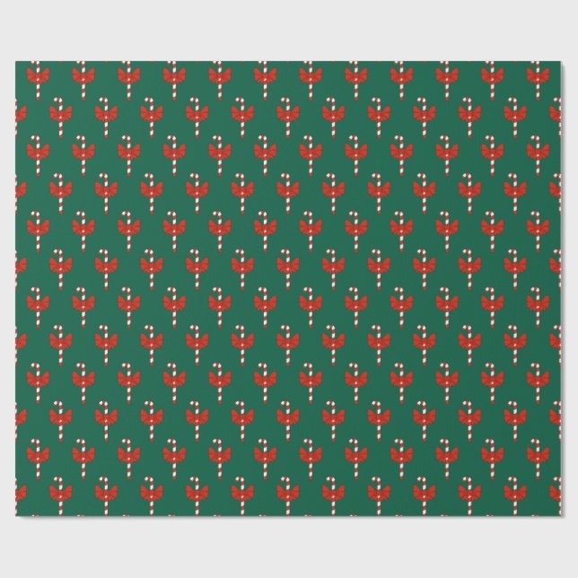Candy Cane and Bow Wrapping Paper (Flat)
