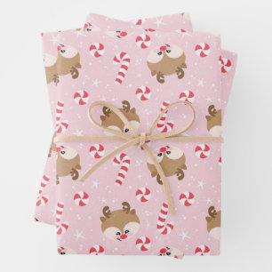 Candy Cane and Peppermint Lovin’ Reindeer Wrapping Paper Sheet