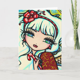 Candy Cane Angel Close Up Christmas Card